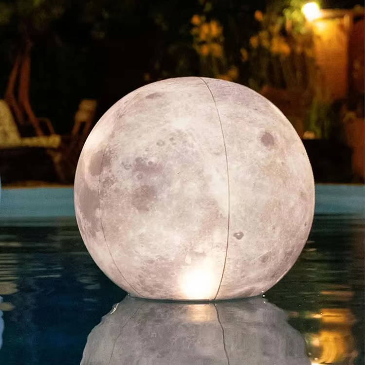 Full Moon Floating Pool Lights, Solar Powered, 14in Inflatable Light Up Pool Balls for Swimming Pool, Solar Pool Lights That Float