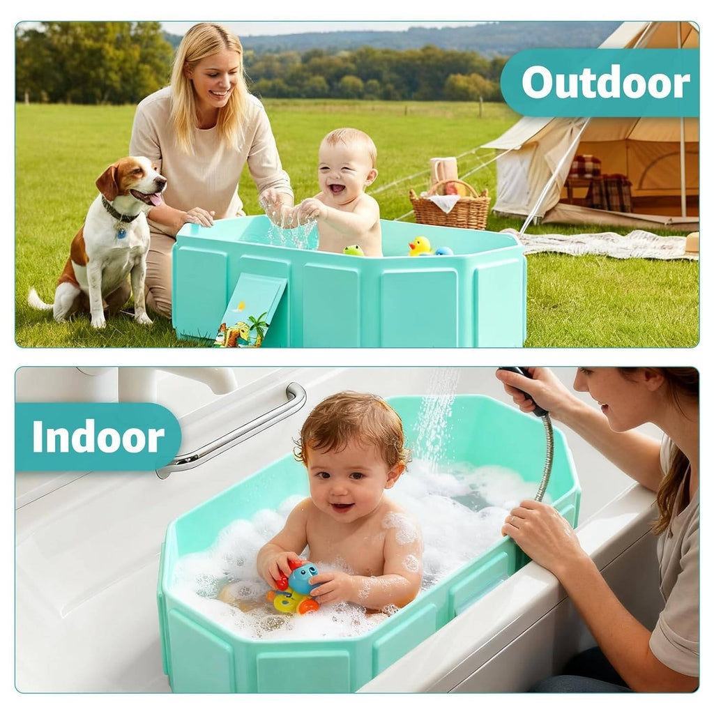 Collapsible Baby Bathtub with Inflatable Edge for Travel
