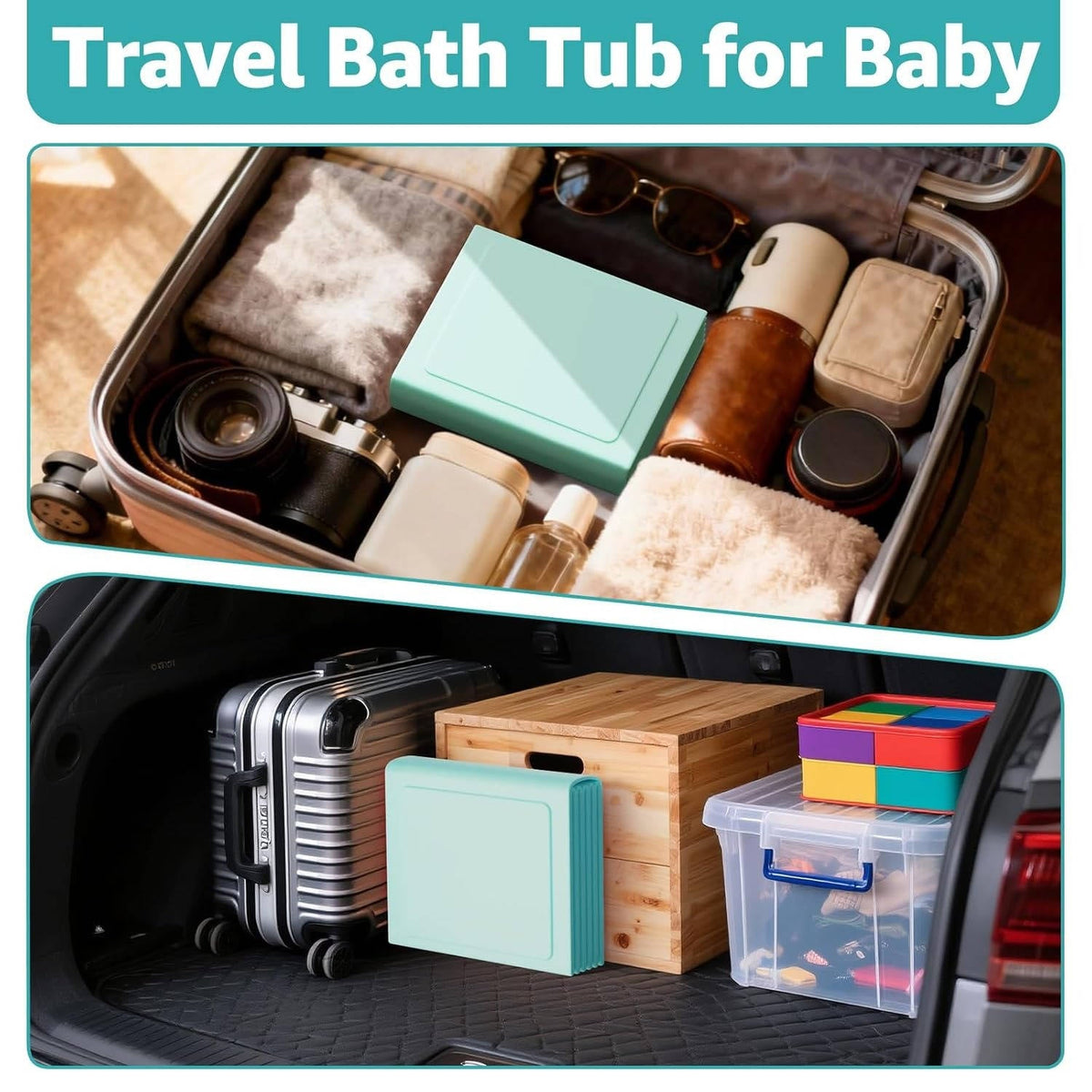 Collapsible Baby Bathtub with Inflatable Edge for Travel