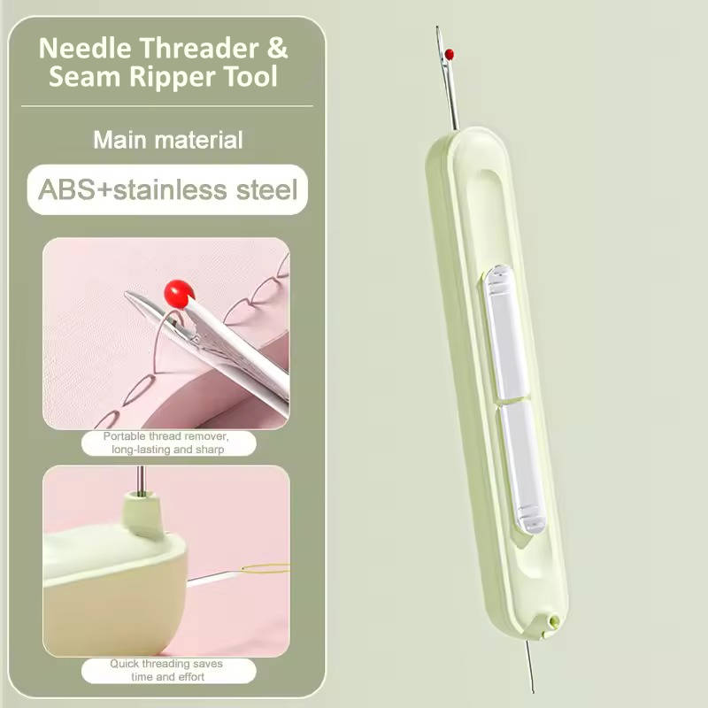 Dual Function Needle Threader with Seam Ripper, Stainless  Steel