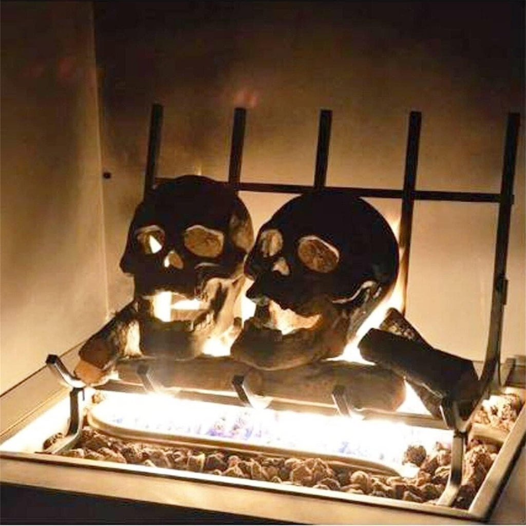 Ceramic Fire Pit Skull Logs with Heat Resistant Design for Halloween Bonfires