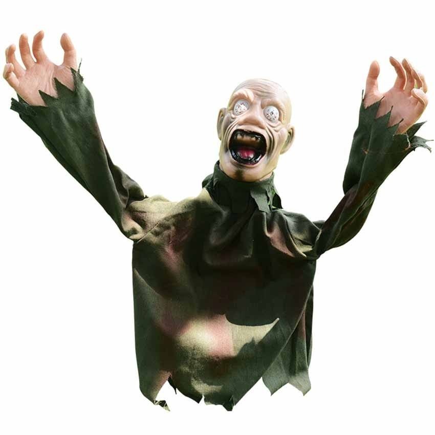 Hanging Halloween Tree Ghost Prop with Glowing Red Eyes and Motion Activation