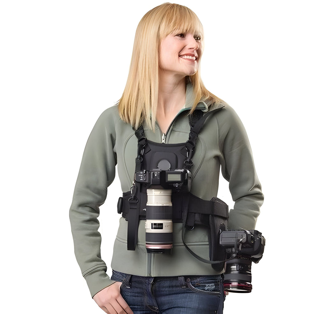 Camera Chest Harness with Dual Mount and Side Holster for Hands-Free  Carrying
