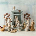Barn Wood Nativity Set with Handcrafted Stable and Six Figurines, Reclaimed Finish