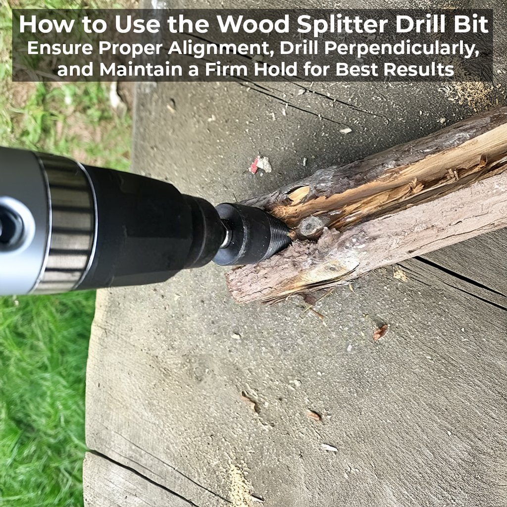 Firewood Drill Bit with Threaded Splitting Head and Three Interchangeable  Shanks