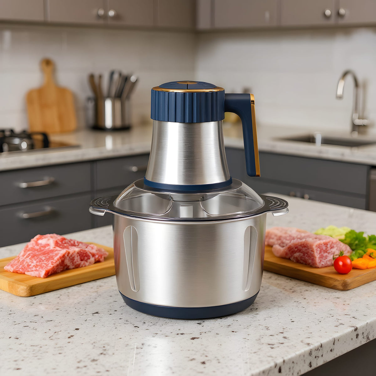 Electric Meat Grinder with 500W Motor and Five Speed Settings, 5 Liter Capacity